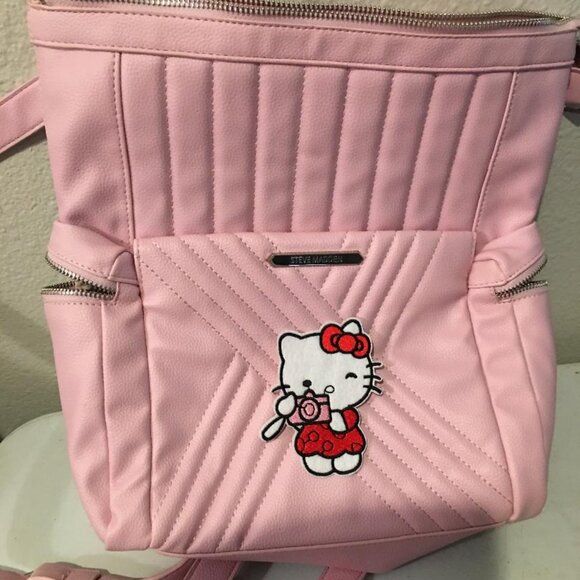 Hello Kitty Soft Pink faux Leather Backpack  12x12 Zips Closed  BP2 - Picture 1 of 5
